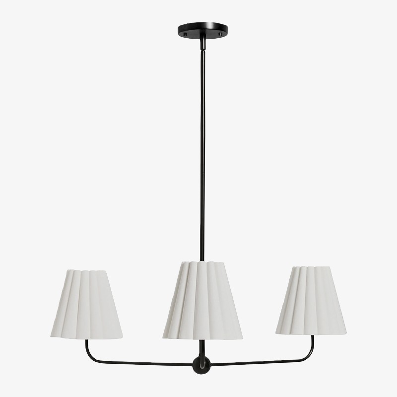 Ruffmeto kroonluchter met gegolfde kap en metalen frame voor eetkamer, hal en woonkamer HL1869