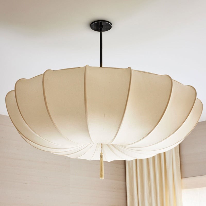 Traditionele Japanse ronde kroonluchter met ijzeren frame en stoffen kap, 3/5 lichts, voor de woonkamer HL1408