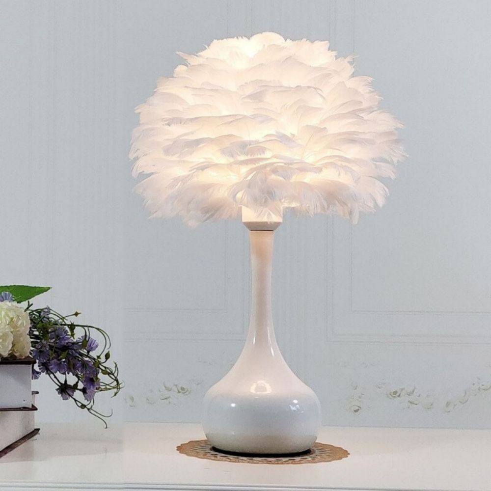 Luxe LED pluizige veer tafellamp HL08