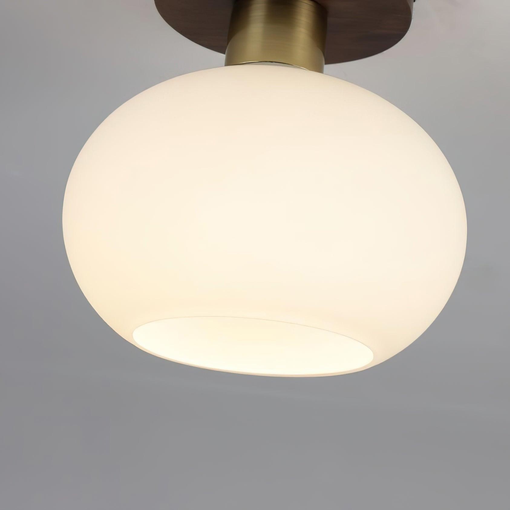 Vintage Wabi-Sabi Walnoot Koperen Glazen Plafondlamp Voor Woonkamer HL918