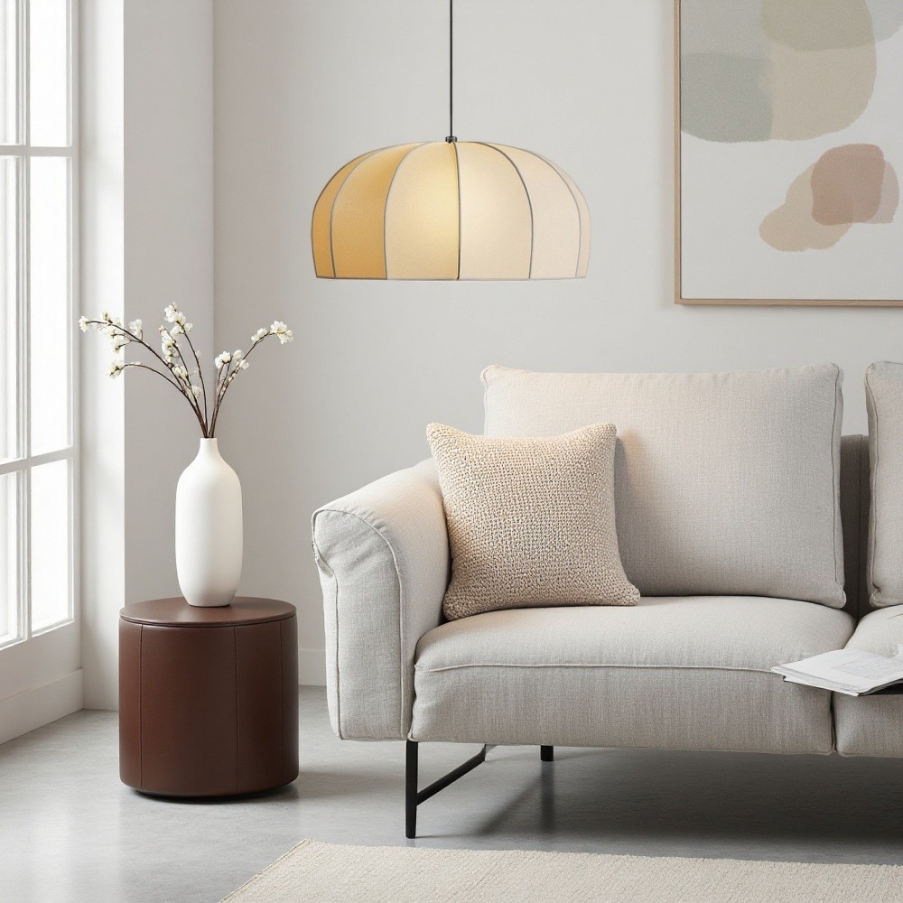 Hanglamp van zijdekoepel - elegante stoffen lamp voor eetkamer HL1323