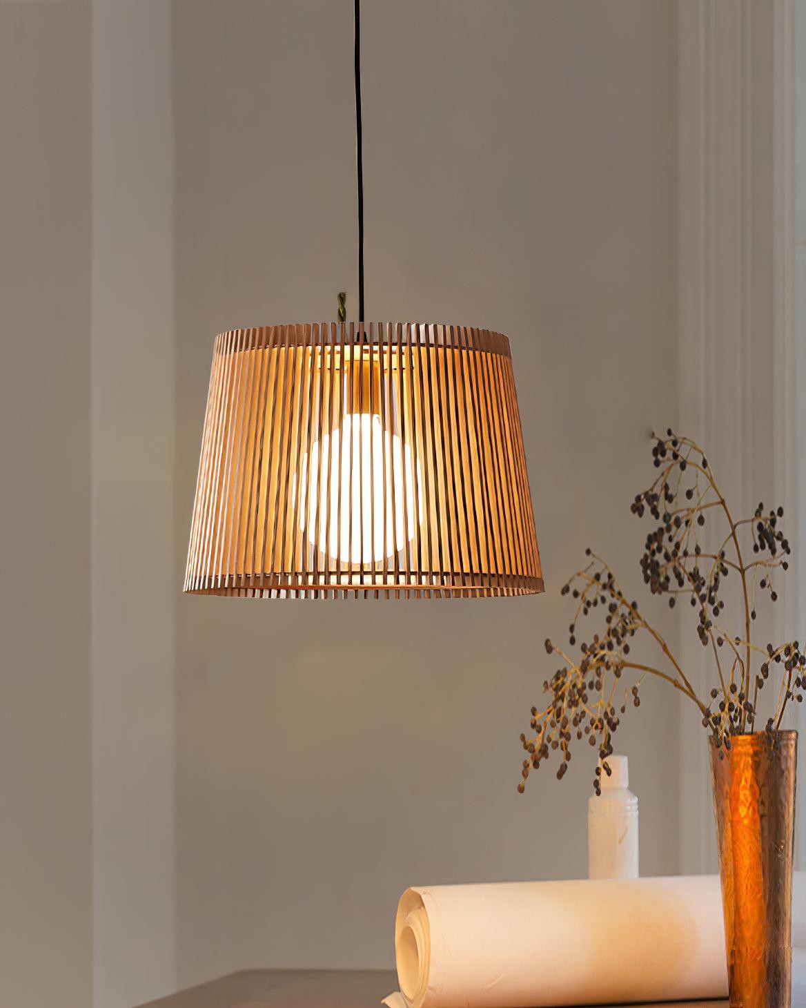 Houten boomstamkleurige kooi hanglamp HL752