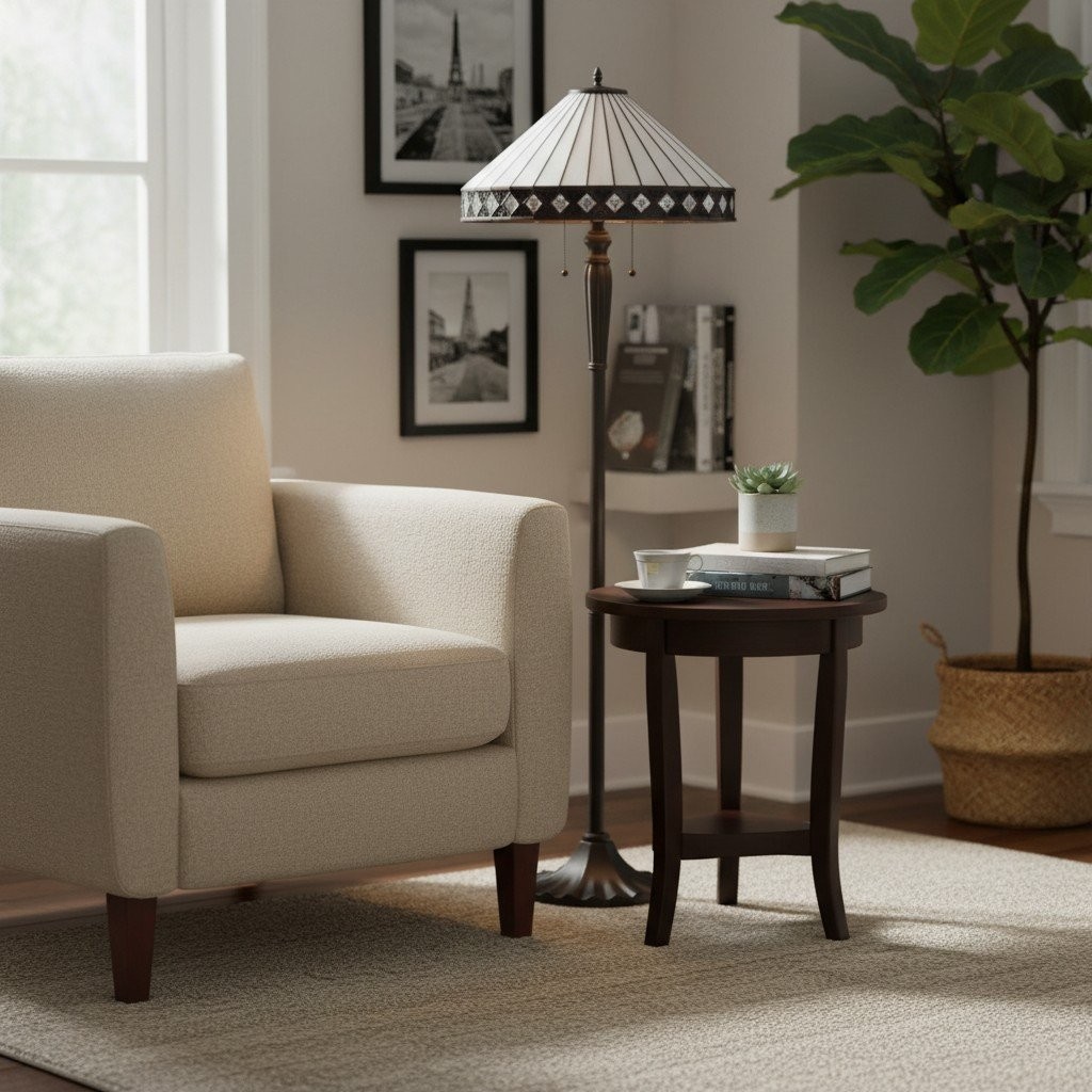 TiffStar Art Glazen Vloerlamp met Sierlijke Kap - Staande Lamp voor Woonkamers HL2138