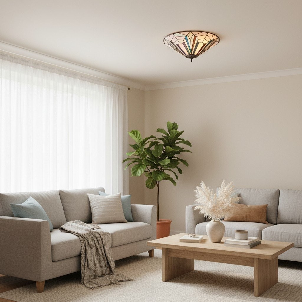 TF Astoria Modern Deco plafondlamp met getextureerd glas - Elegante woonlamp HL2244