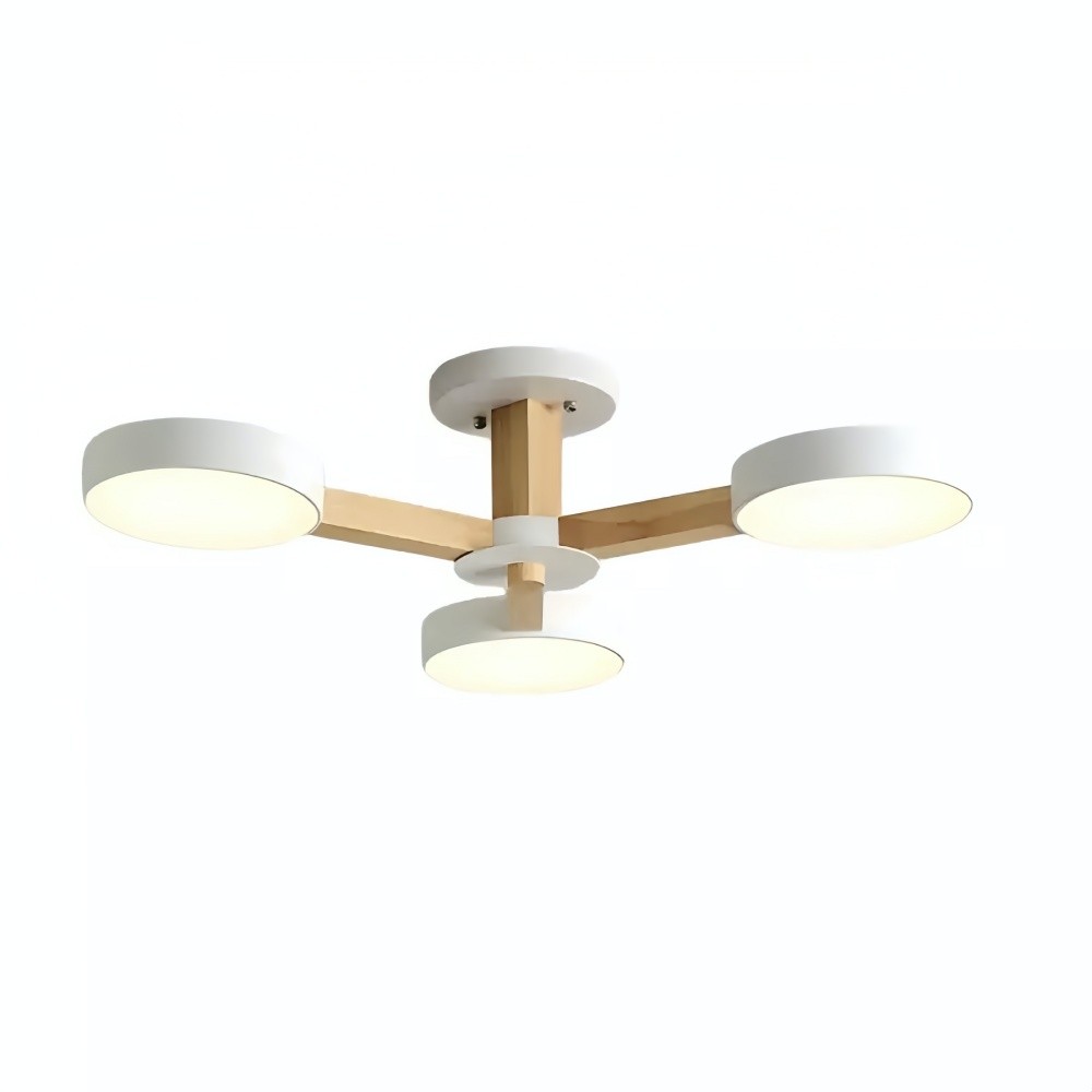Nordic Wood Plafondlamp - Schijfvormige Lamp voor Woonkamer HL1351