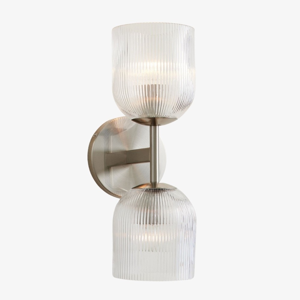Bravira geribbelde glazen wandlamp - metalen wandlamp met heldere glazen kap HL1552