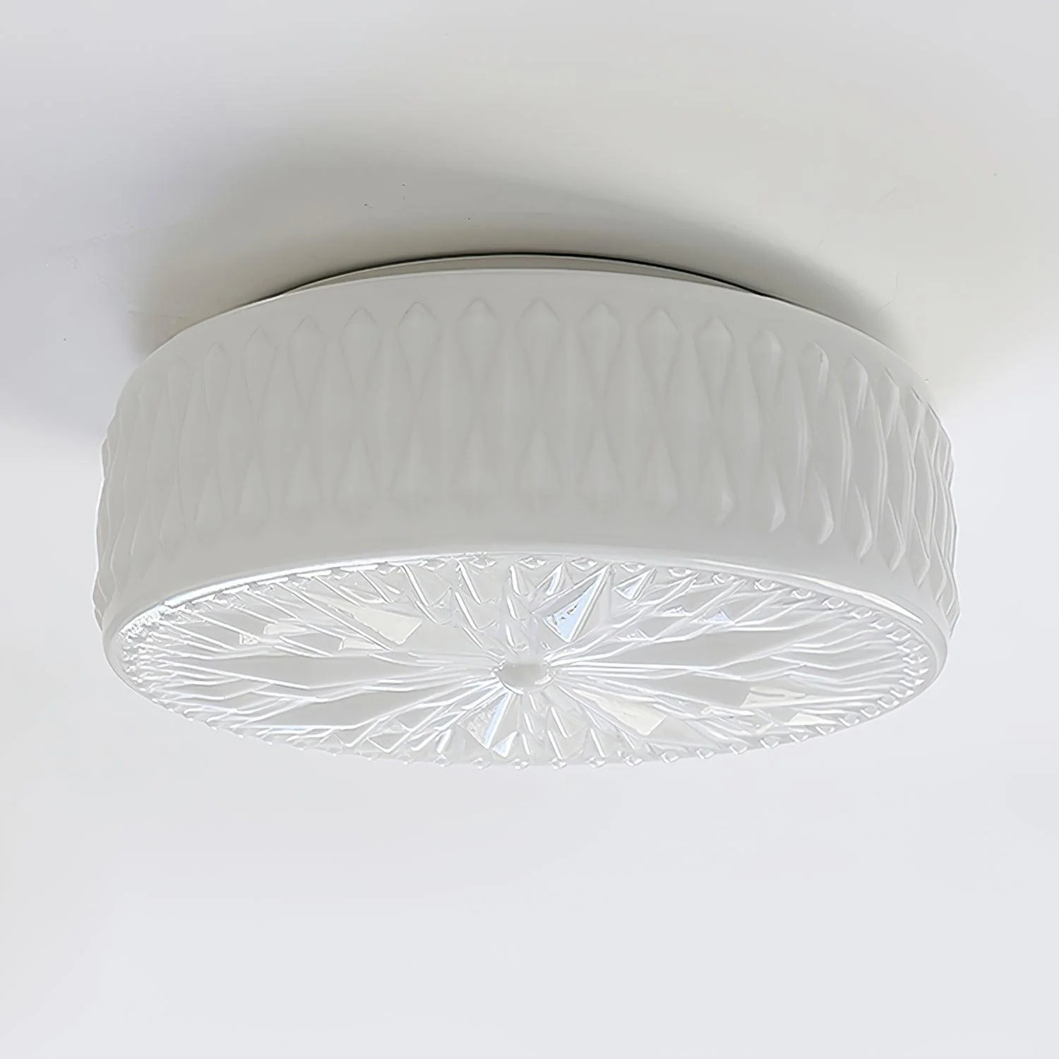 Vintage gebeeldhouwde glazen schijfplafondlamp HL194