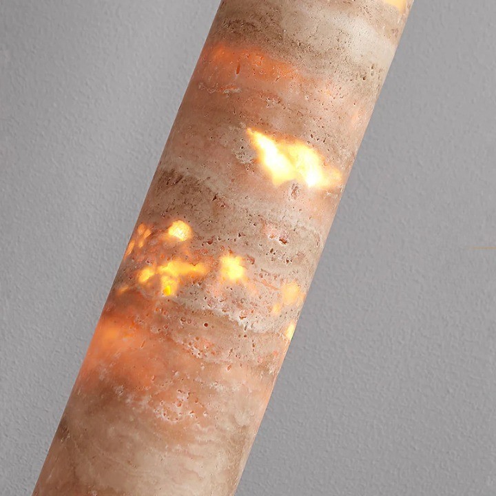 Hanglamp met crèmekleurige travertin buisvormige kap HL3465