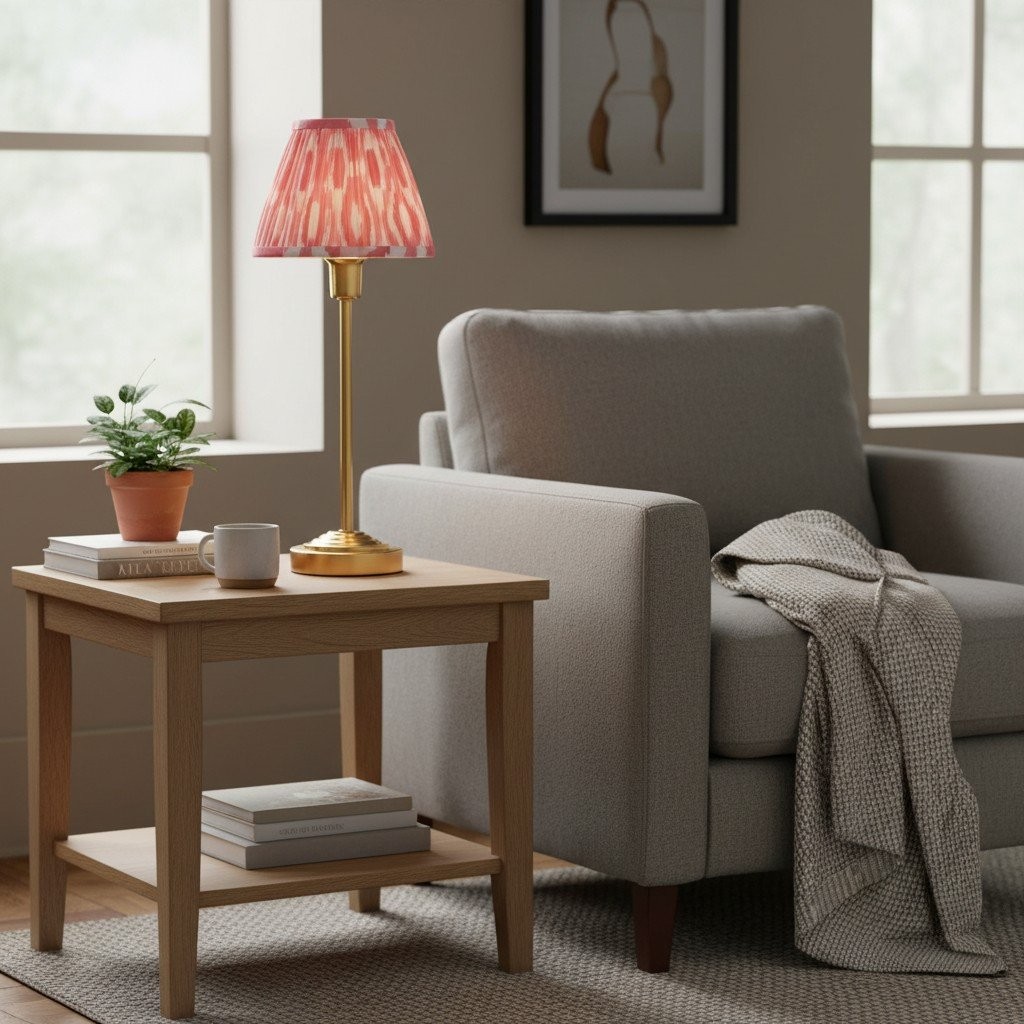 Bronzuno Tafellamp met Patroonstof - Messing of Bronskleurige Afwerking Modern-Boheemse Nacht- & Woonkamerlamp HL2152