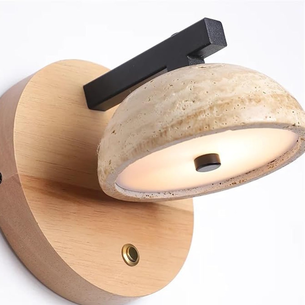 De charmante wandlamp HL3412 van travertijn