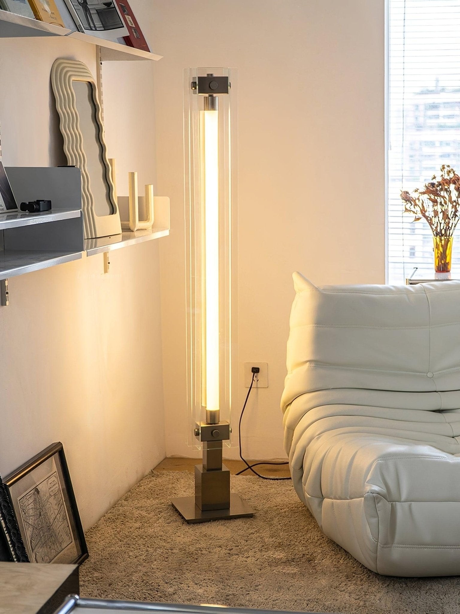 Minimalistische glazen vloerlamp in industriële stijl HL968