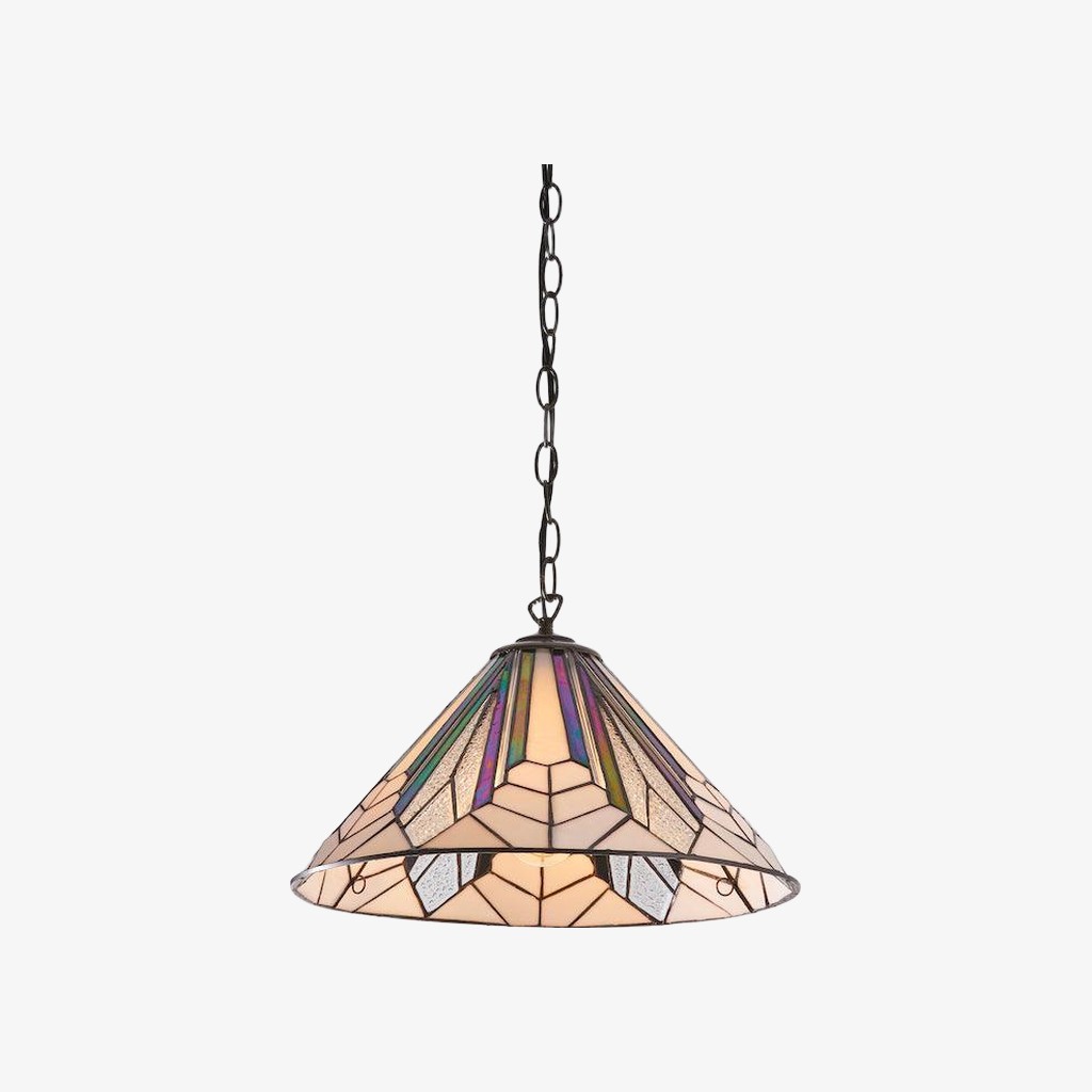 TF Astoria Tiffany plafondpendel - Geometrisch glazen ontwerp met reliëf voor de woonkamer HL2236