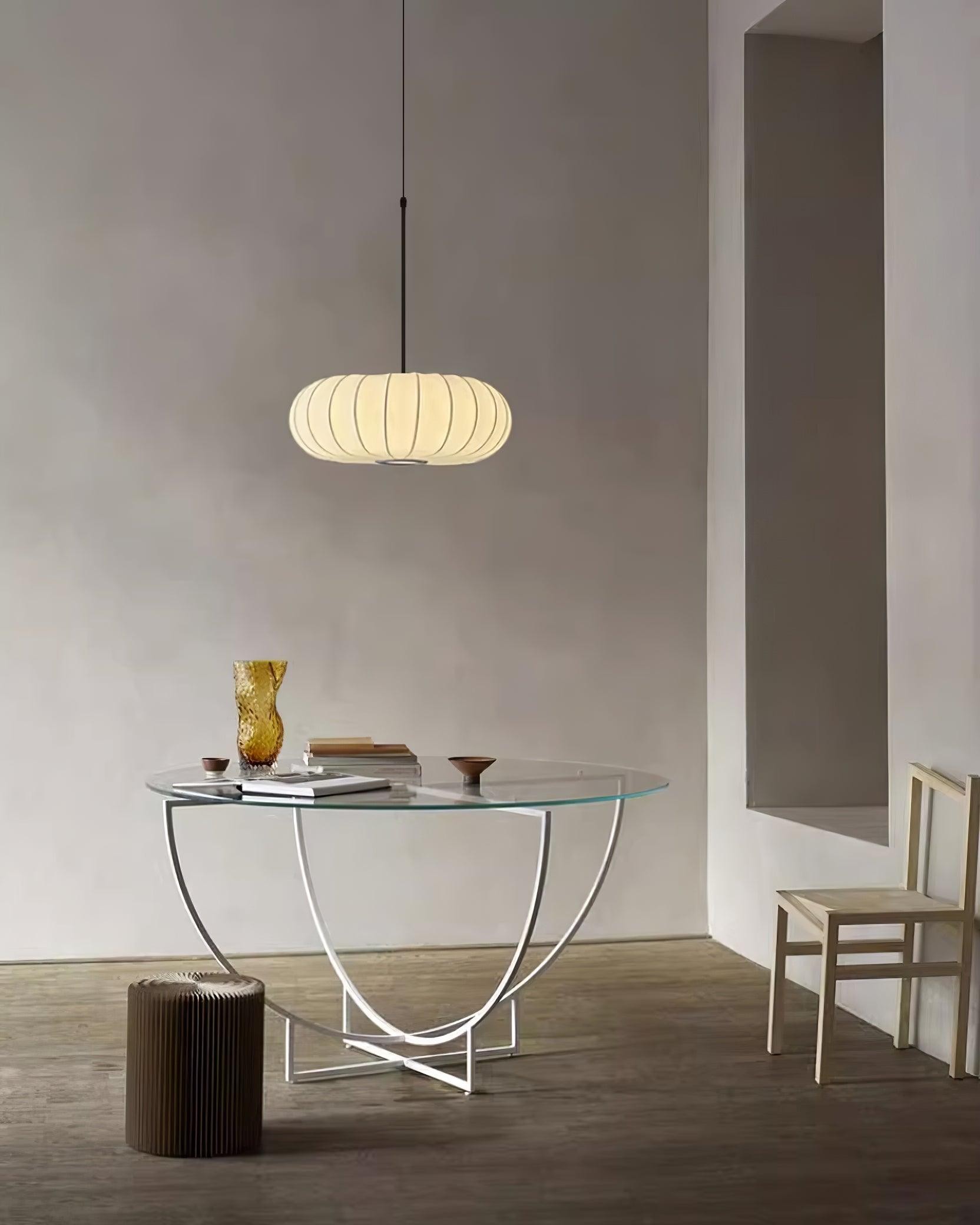 Eenvoudige Wabi-sabi witte lantaarn stoffen hanglamp HL852