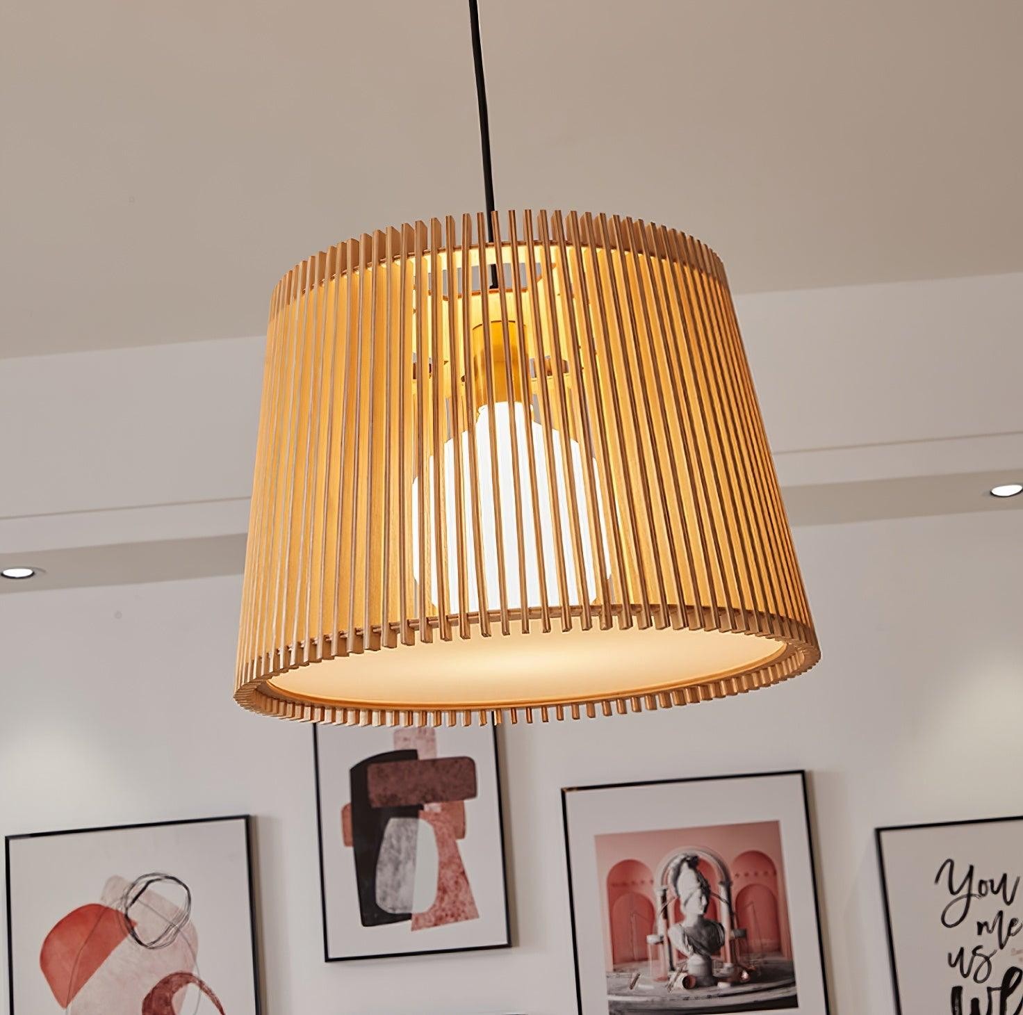 Houten boomstamkleurige kooi hanglamp HL752