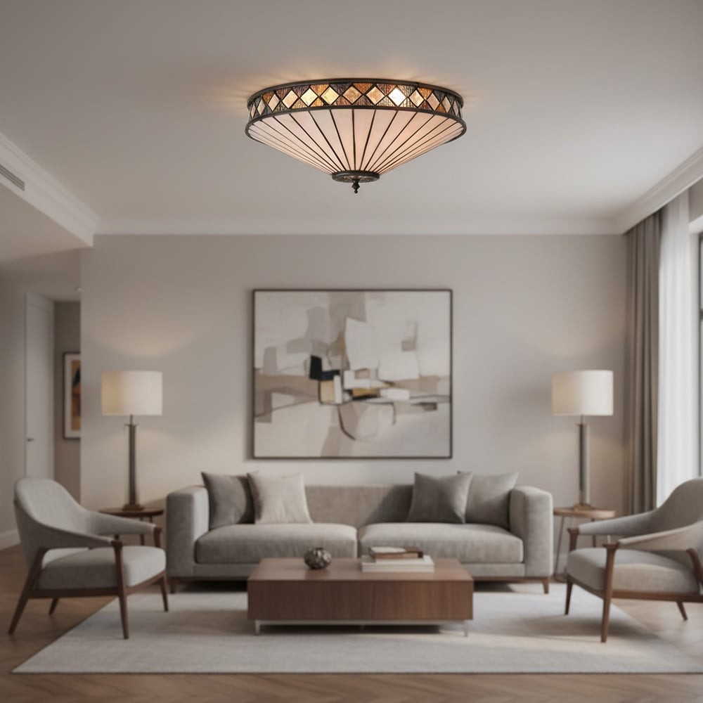 Fargo Tiffany Artistieke Kristallen Plafondlamp voor Woonkamer HL1824