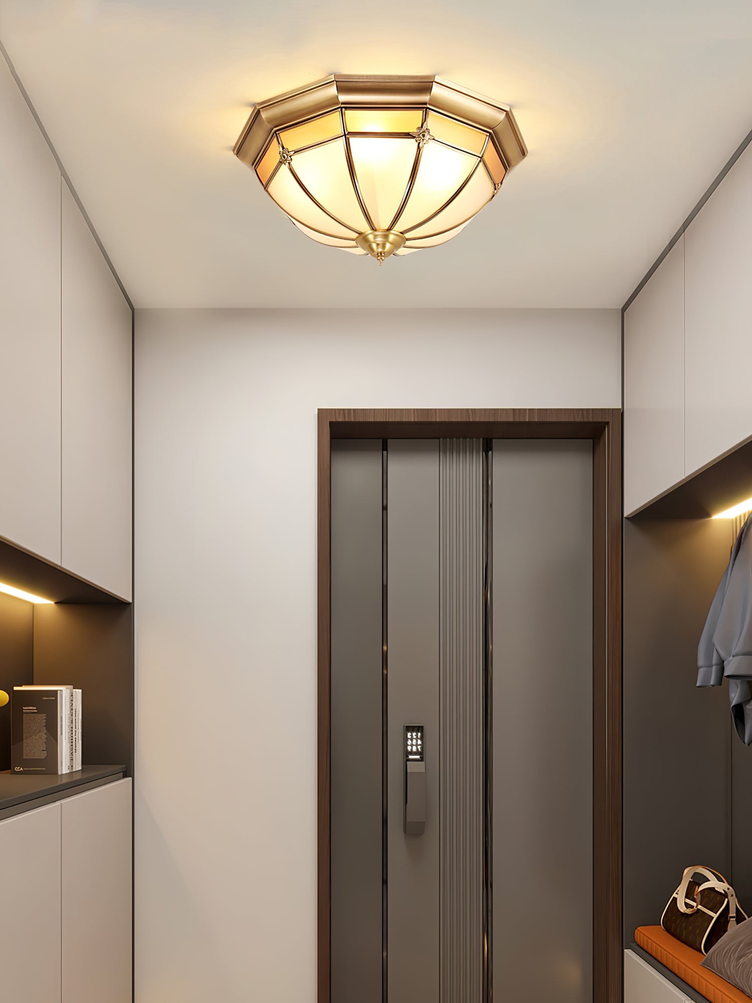 Koepelvormige messing plafondlamp HL463