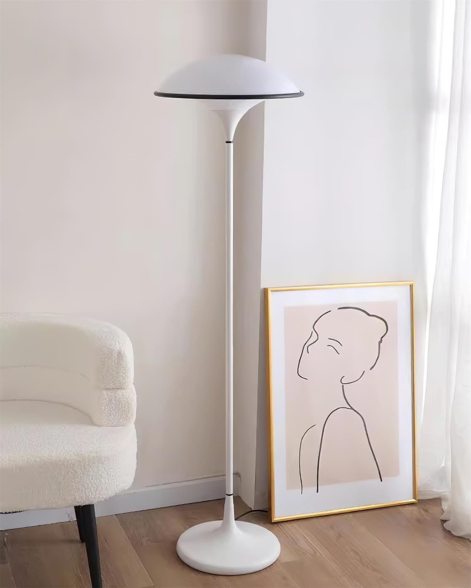 Deense Retro Witte Vliegende Schotel Vloerlamp HL424