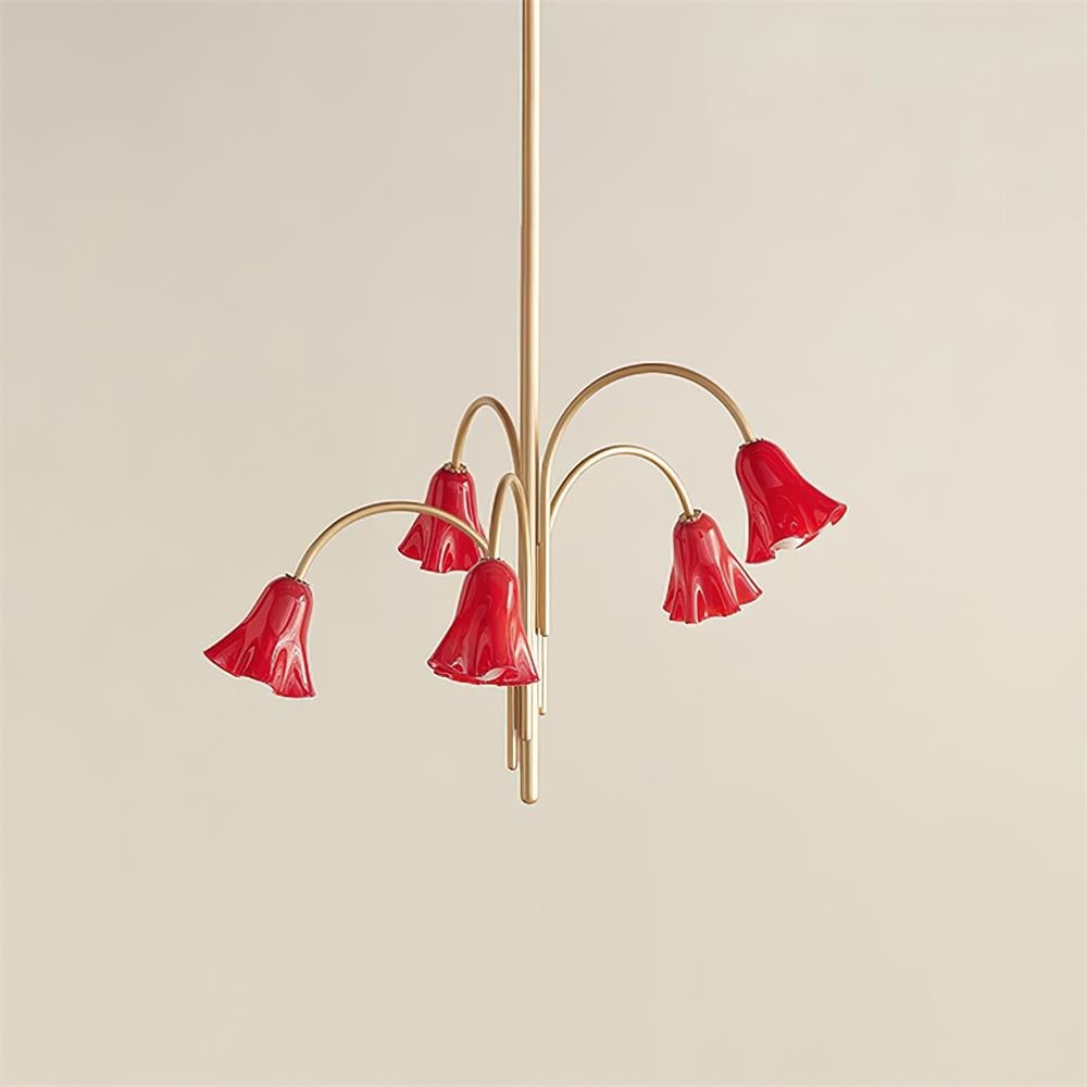 Bellina moderne romantische kroonluchter - botanisch lelie-ontwerp met glazen bloemen HL1642