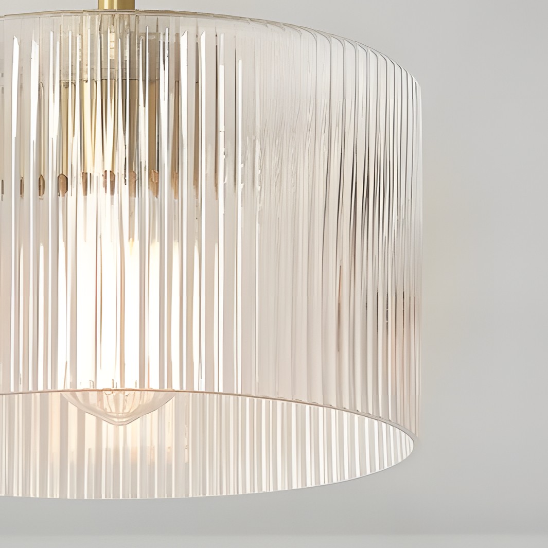 Rivora plafondlamp met ribbels en glazen kap - Moderne plafondlamp in landelijke stijl voor slaapkamer en hal HL2427