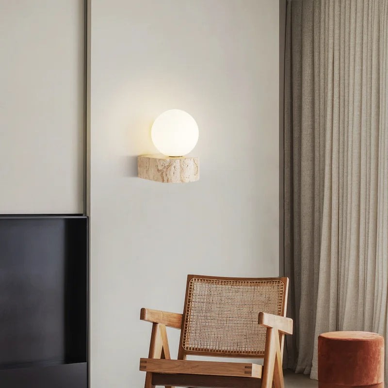 Travertin halfronde wandlamp HL3439