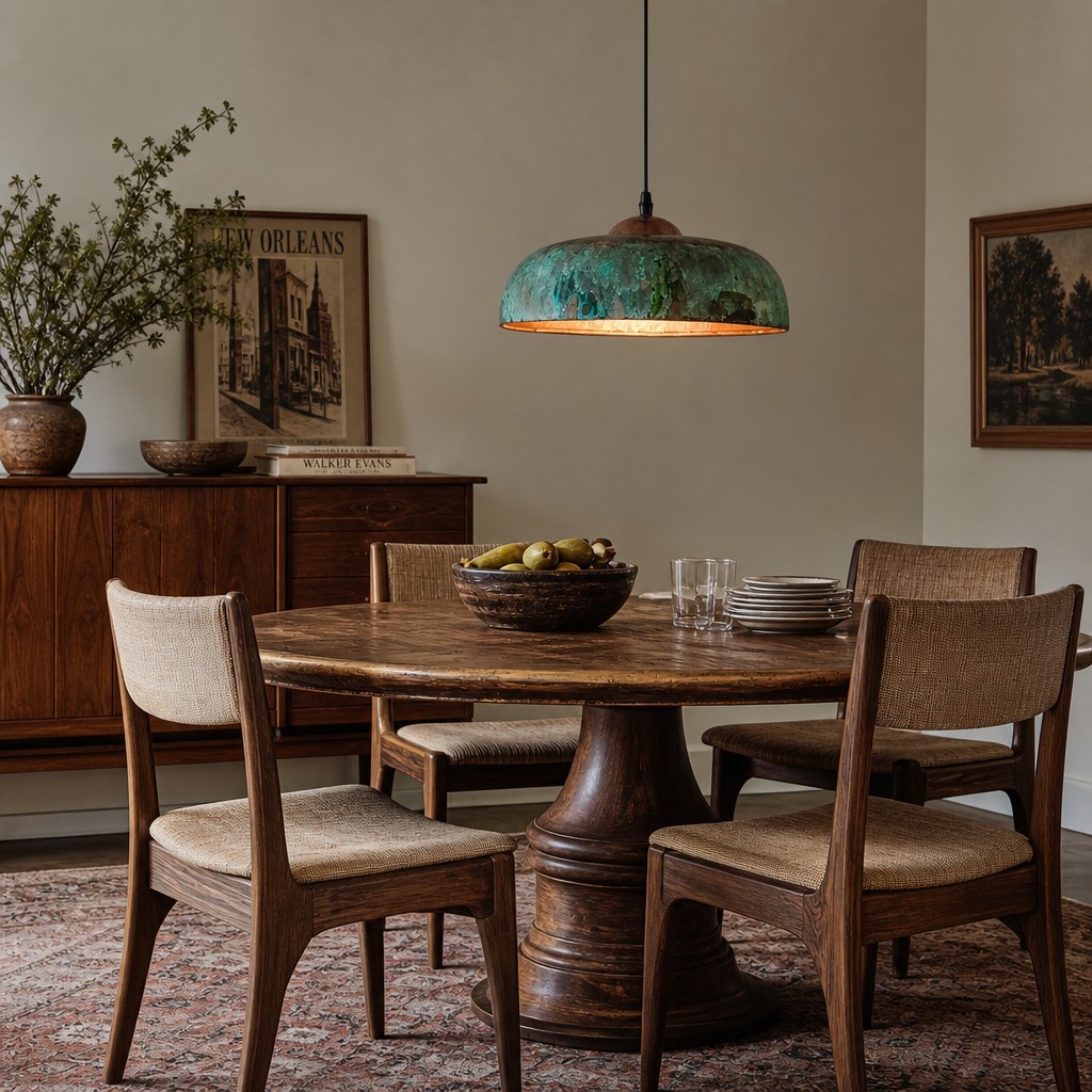 Aerugix Vintage hanglamp met gehamerde koperen koepel - natuurlijke metallic afwerking voor de eetkamer HL3580