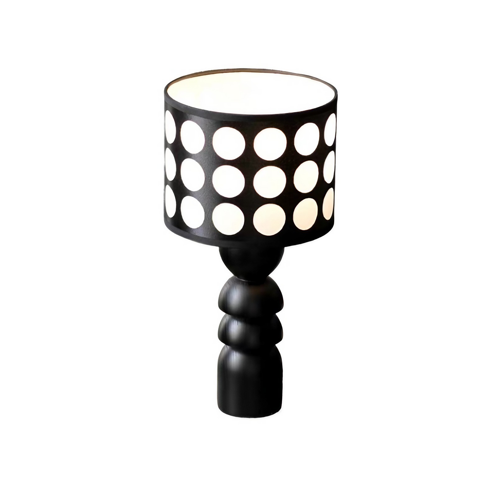 Vintage houten tafellamp - Staande lamp met stippenpatroon voor de slaapkamer HL1845
