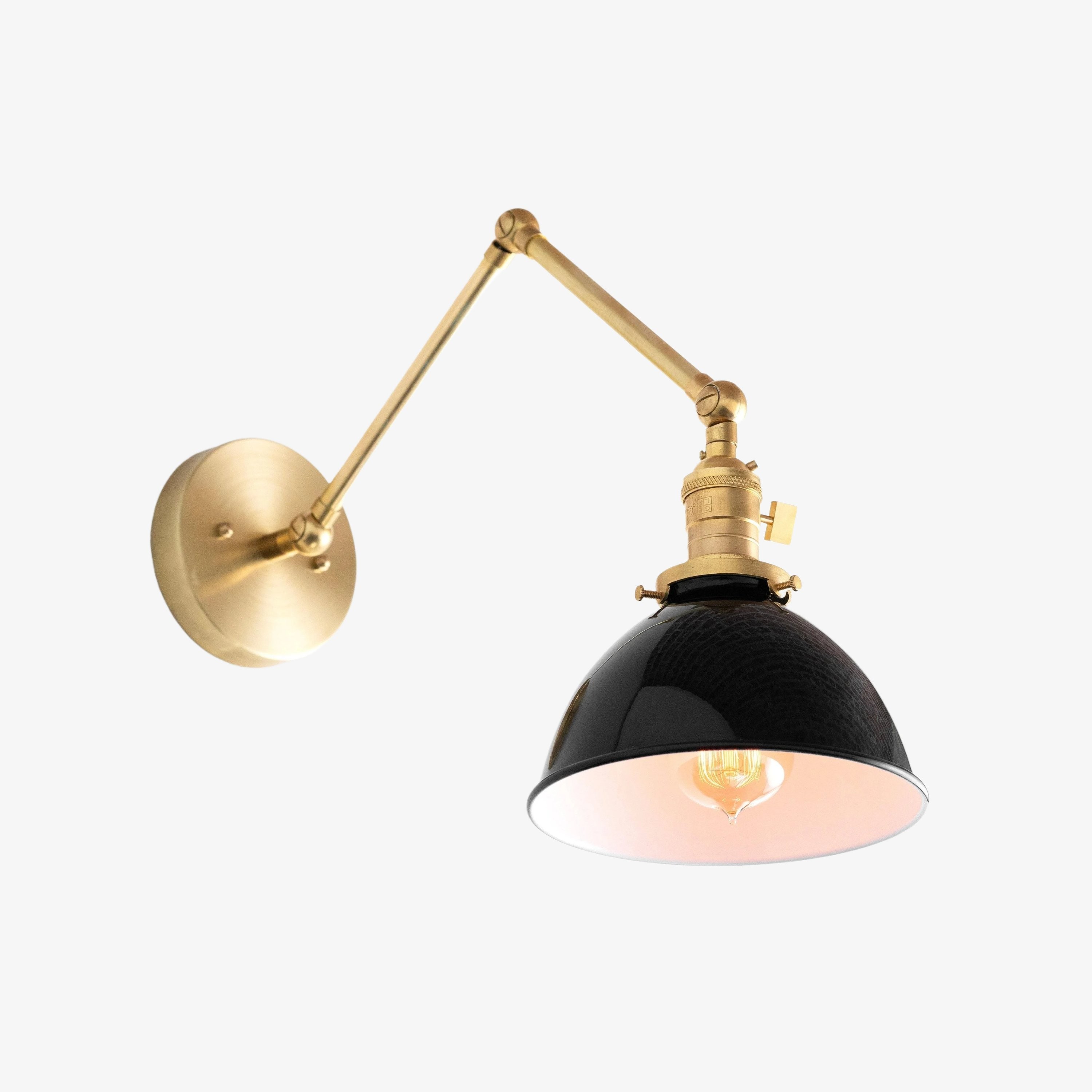 Conique metalen vintage industriële wandlamp met zwenkarm - verstelbare koepelvormige kap voor studie HL1675