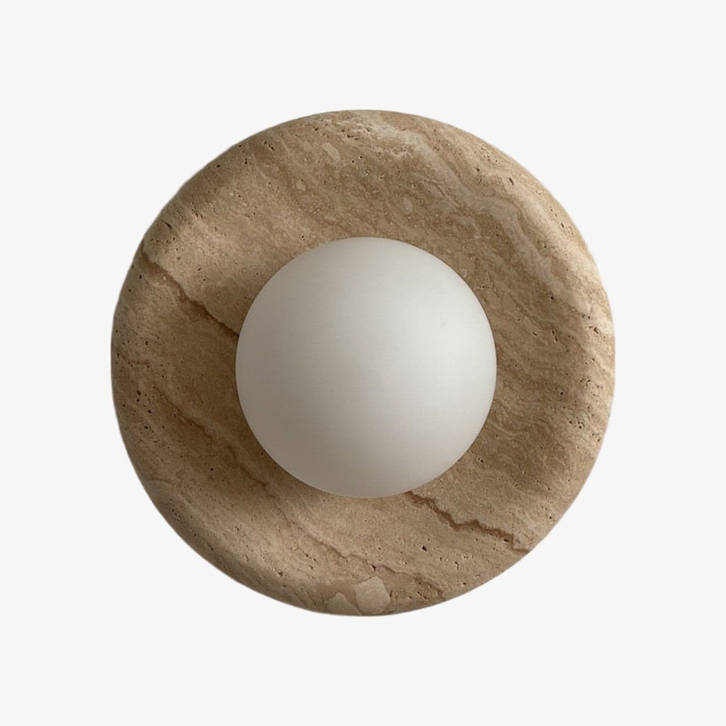 Oria Travertijnstenen Wandlamp – Minimalistische Sculpturale Wandlamp voor Woonkamer en Slaapkamer HL2551