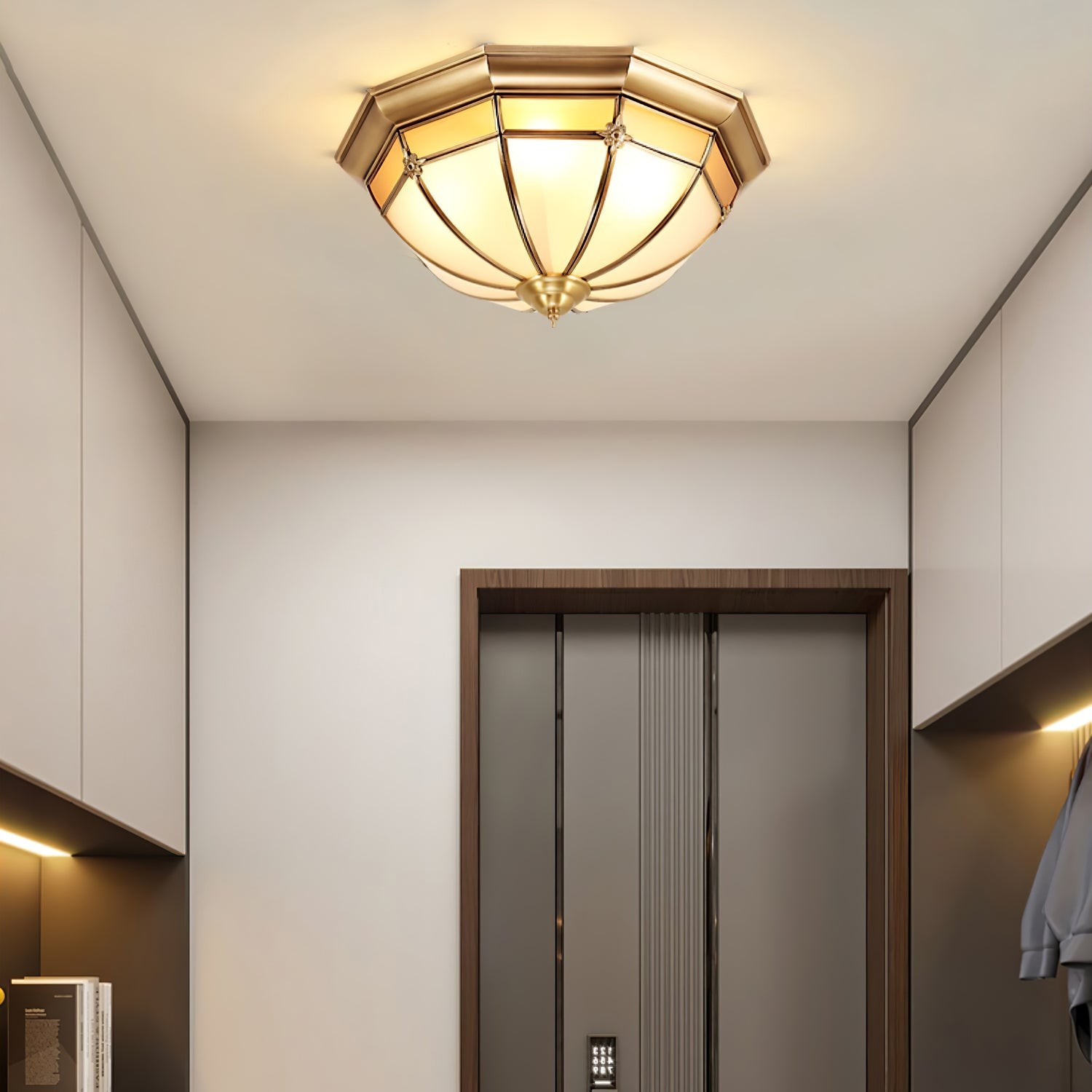 Koepelvormige messing plafondlamp HL463