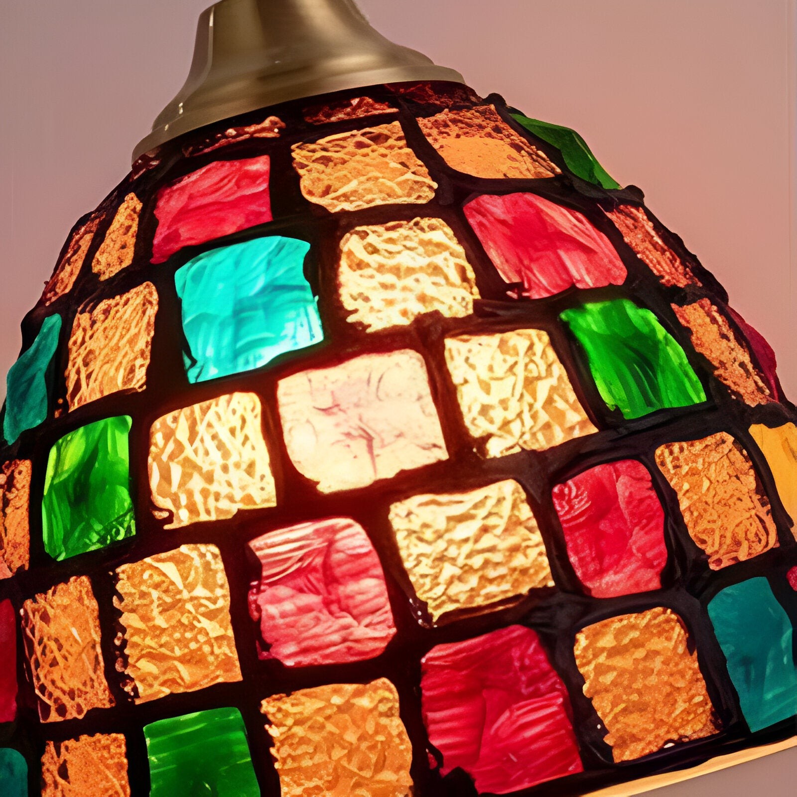 Retro kleurrijke natuurlijke schelp handgemaakte messing hanglamp HL1279