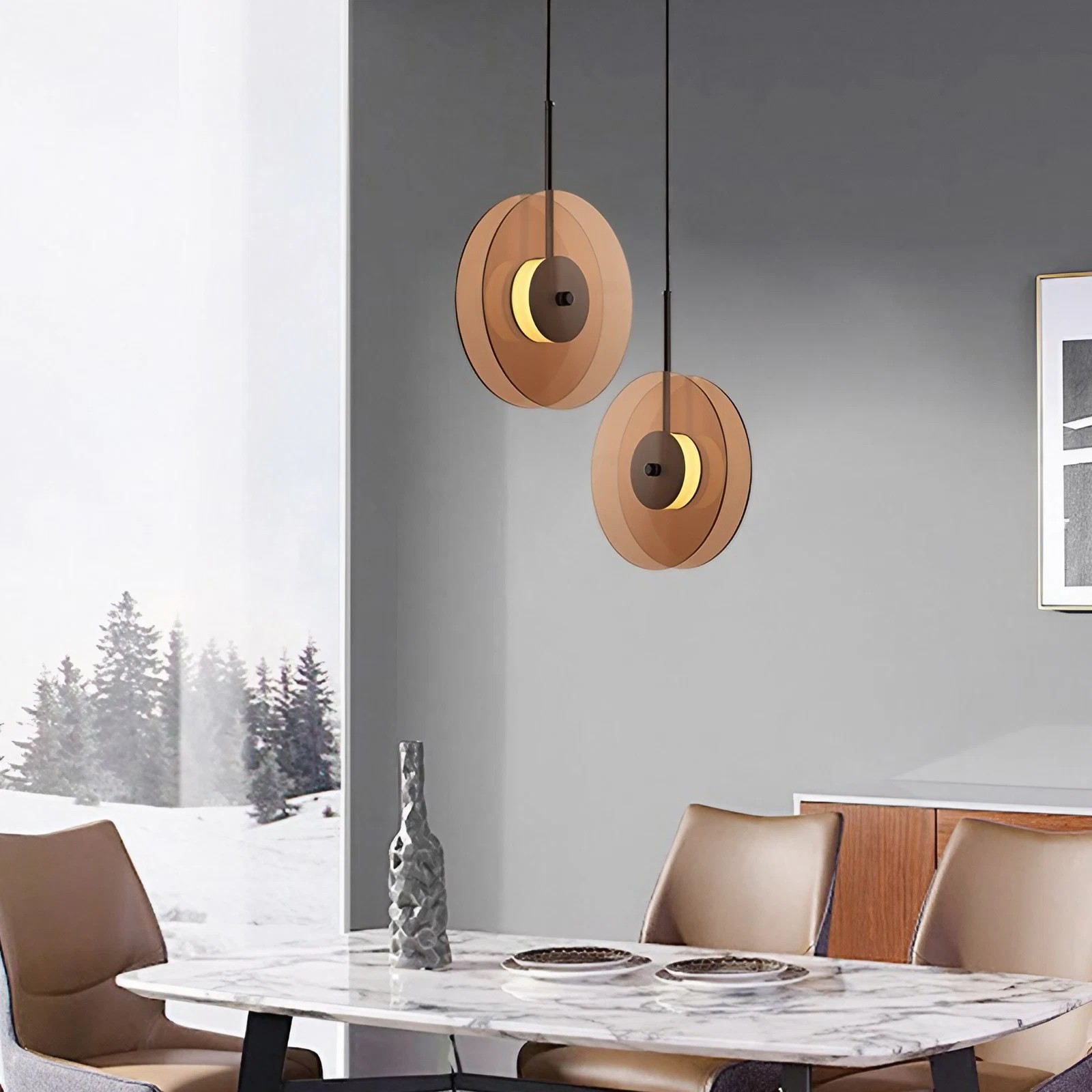 Bar art hanglamp met noorse glazen schijf HL17
