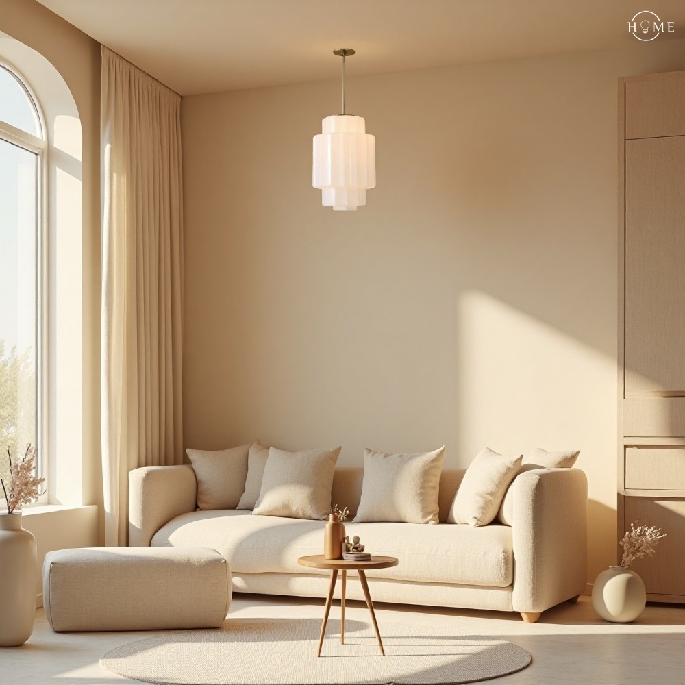Antieke Messing Hanglamp met Opaalglas - Vintage Hanglamp met Meerdere lagen voor de Eetkamer HL1042