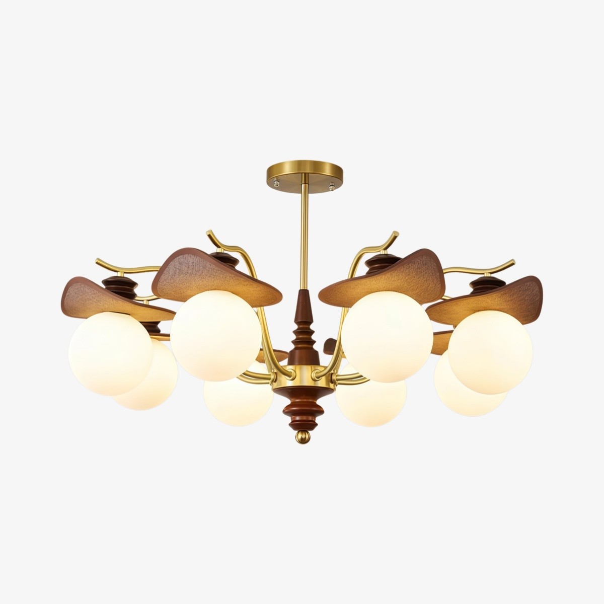 Solvane kroonluchter met meerdere armen en glazen kappen - Retro decoratieve verlichting voor de eetkamer HL2459