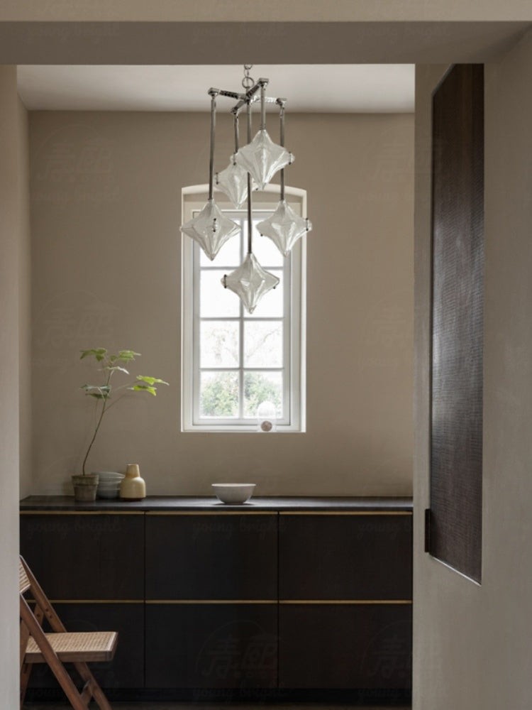 Art Deco Astris Star Kroonluchter - Decoratief armatuur van gematteerd glas voor eetkamer HL1791