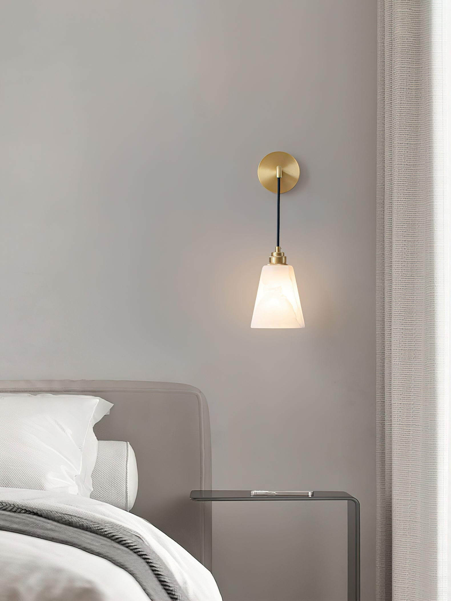 Druppelvormige alabaster wandlamp HL2956