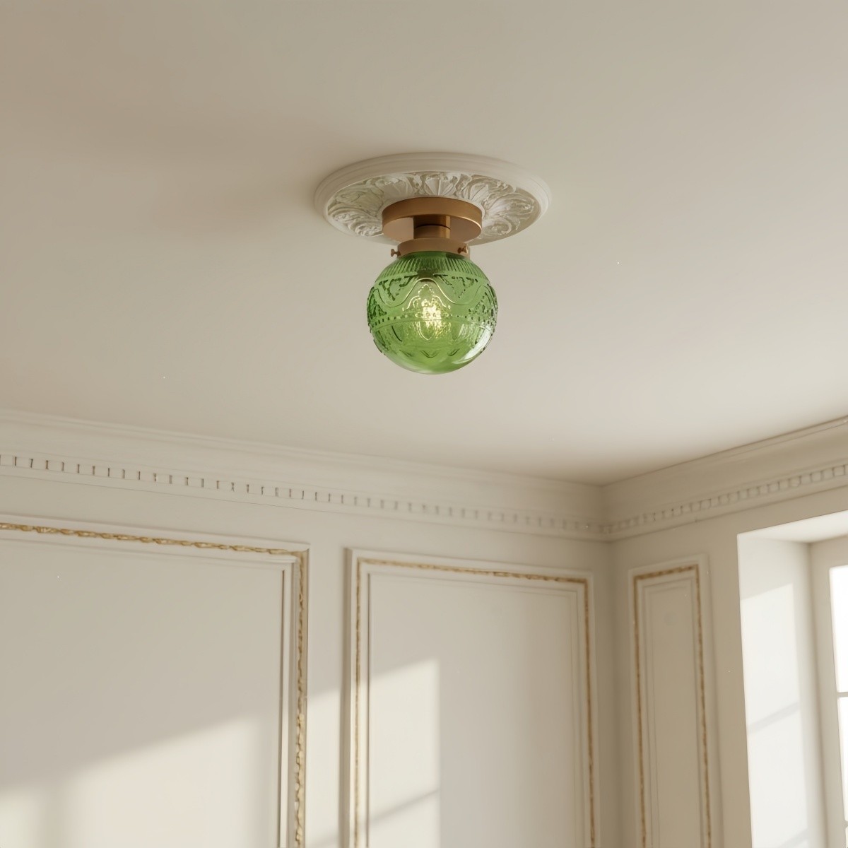 Naveliro Bolvormige Glazen Plafondlamp - Tijdloos Design voor Woonkamer en Keuken HL2423