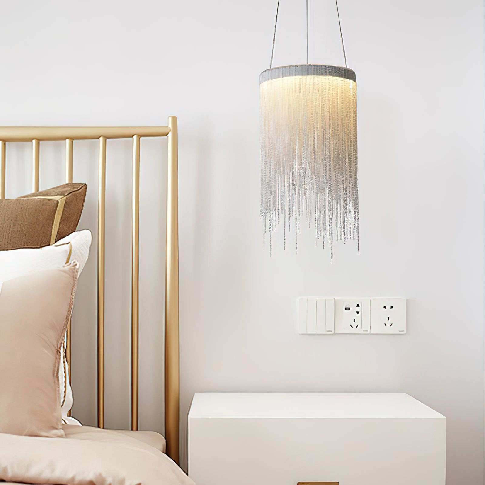 Hanglamp met aluminium ketting en kwastjes HL1181