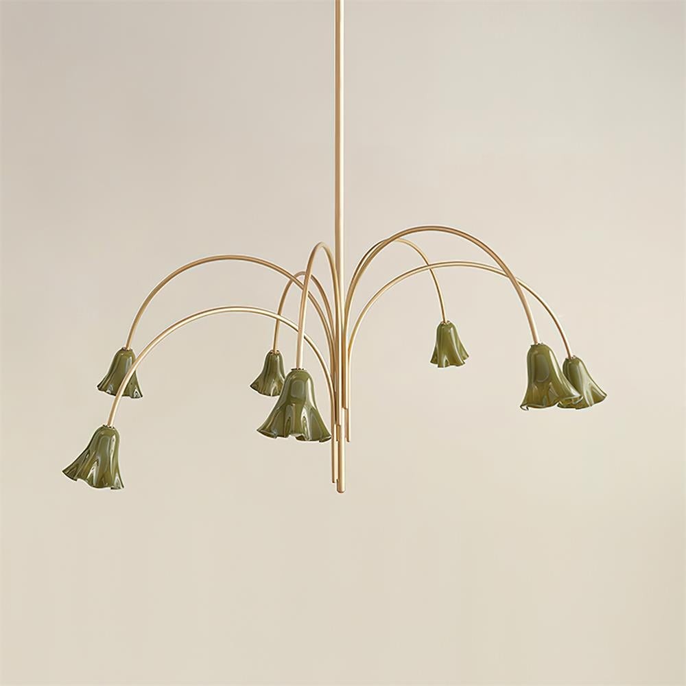 Bellina moderne romantische kroonluchter - botanisch lelie-ontwerp met glazen bloemen HL1642