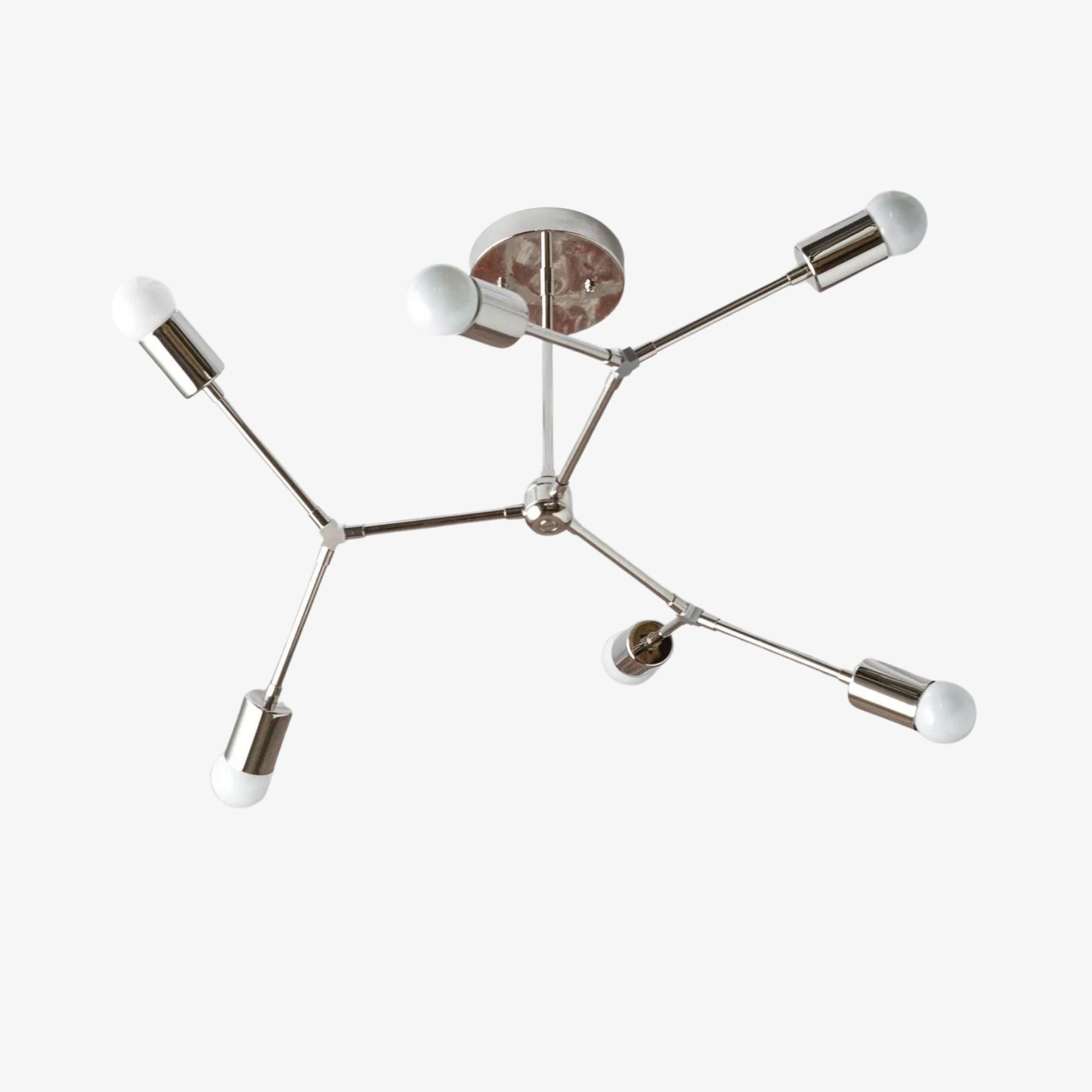 Mobilux Line Industriële Geometrische Kroonluchter - Chroomnikkel Plafondlamp HL1670