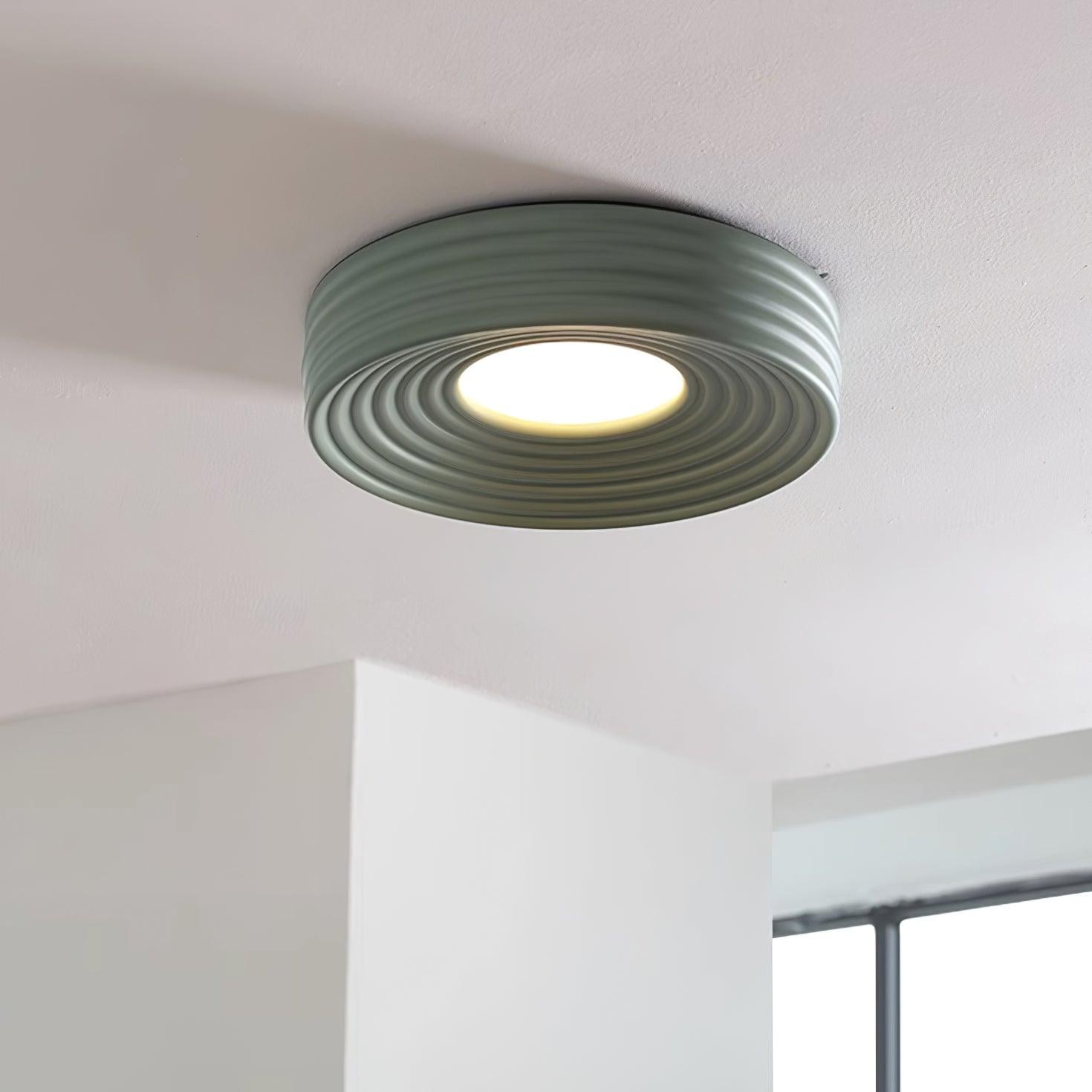 Crèmekleurige geribbelde plafondlamp met drie kleurenverandering HL475