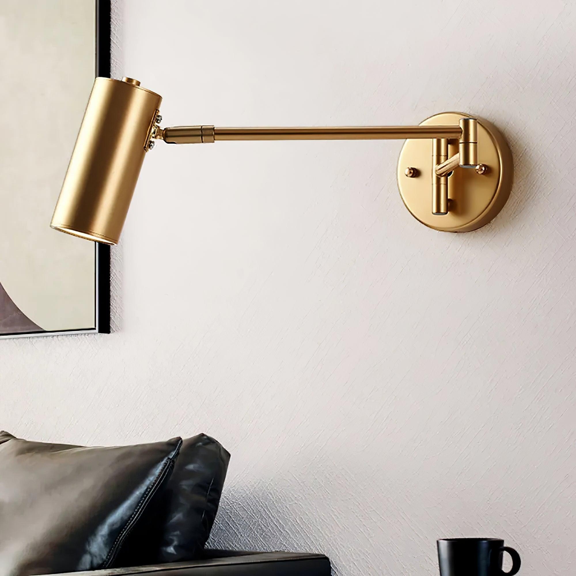 Moderne metalen cilindervormige wandlamp met zwenkarm HL1076