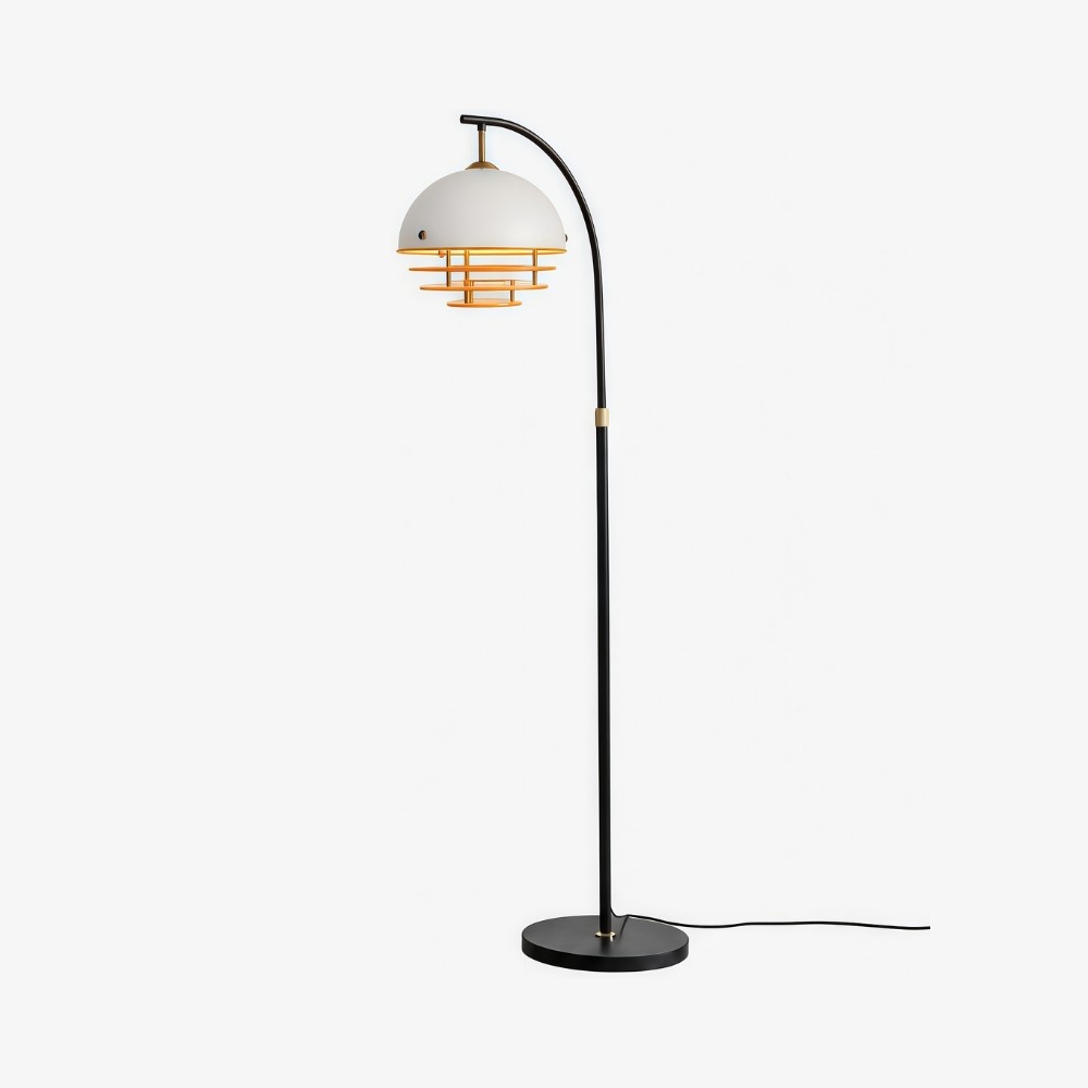Afterglow Sunset gebogen vloerlamp - Vintage glazen kap voor slaapkamer HL3571