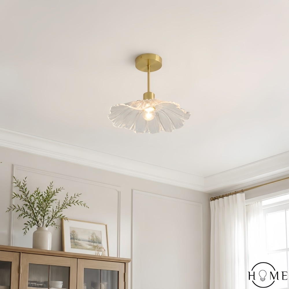 Vintage Glazen Plafondlamp met Lotus Bloem HL217