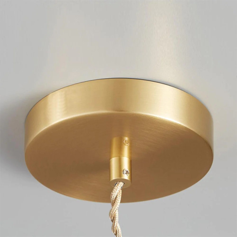 Vintage koperen geribbelde glazen hanglamp HL186