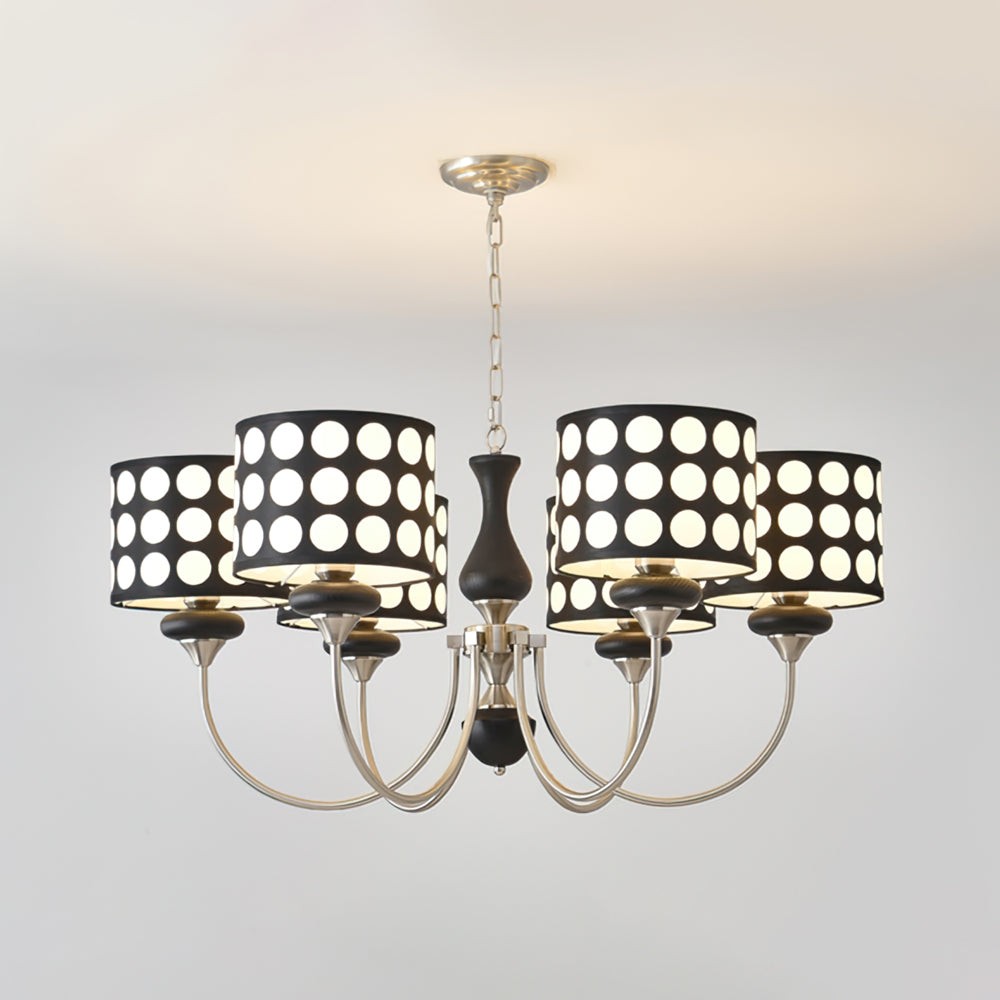Moderne luxe zwarte kroonluchter met meerdere koppen en stippen HL1121