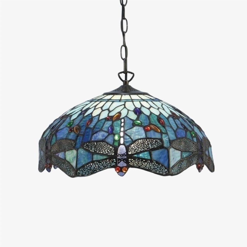 TF Dragonfly Tiffany hanglamp - Art Nouveau hanglamp met glas-in-lood voor de woonkamer HL2045