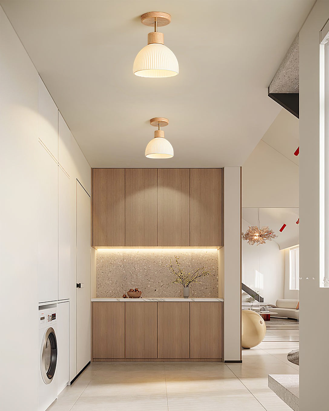 LED-plafondlamp in Scandinavische houtstijl HL387