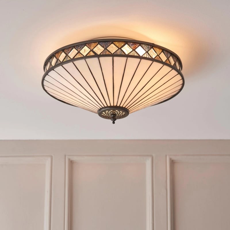 TF Fargo Geometrische Plafondlamp - Handgemaakte Art Deco Glas-in-loodlamp voor de Hal HL2209