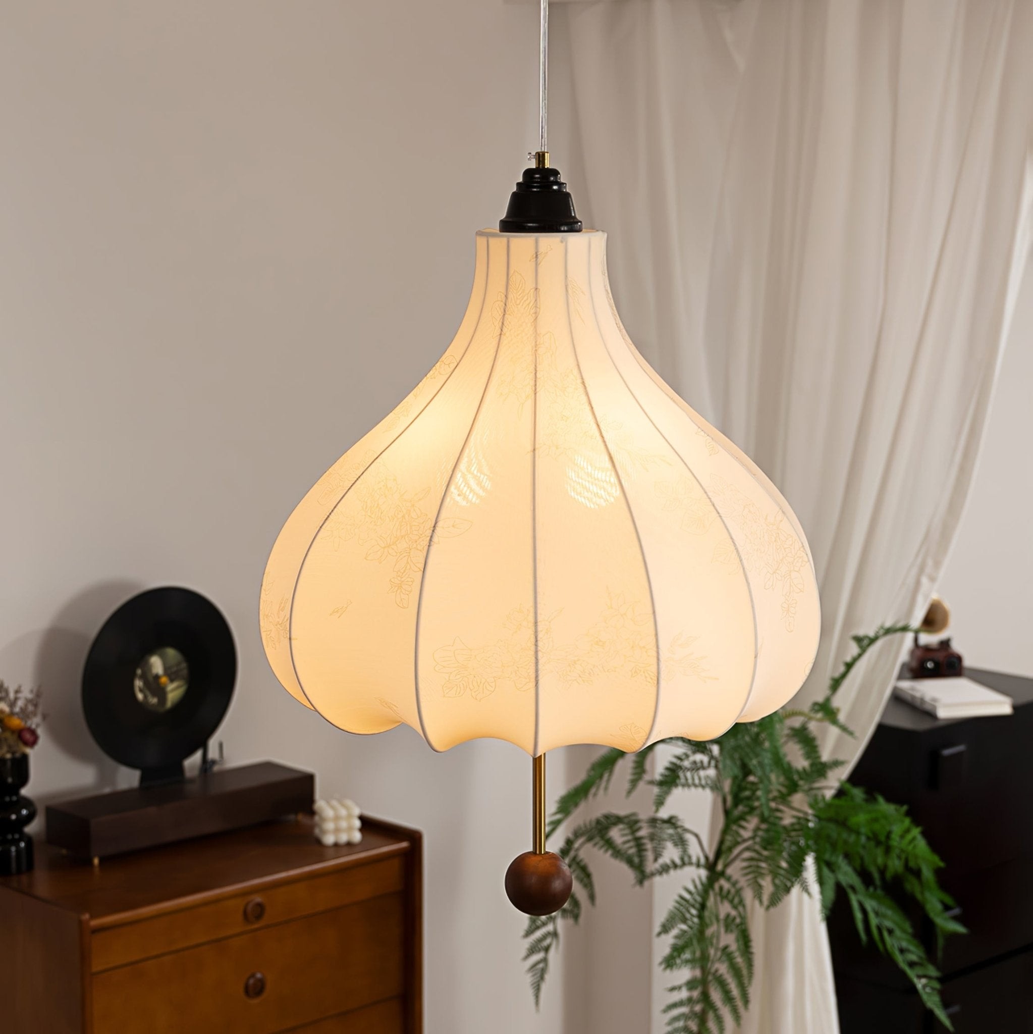 Retro Kastanje Stoffen Hanglamp HL495