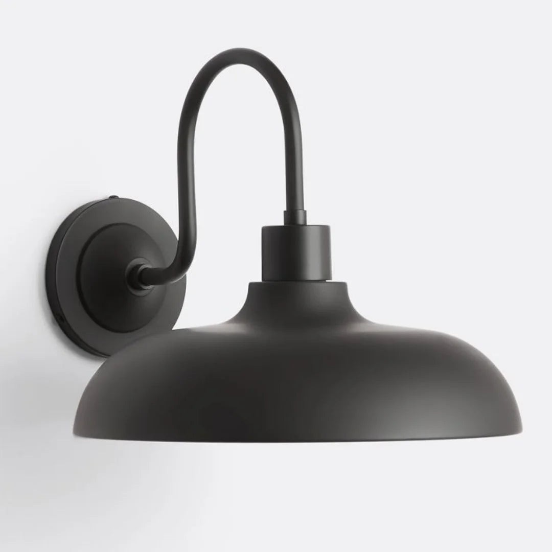 Velara Industriële Metalen Rustieke Koepel Wandlamp - Klassieke Gebogen Buitenwandlamp voor Veranda en Terras HL2435